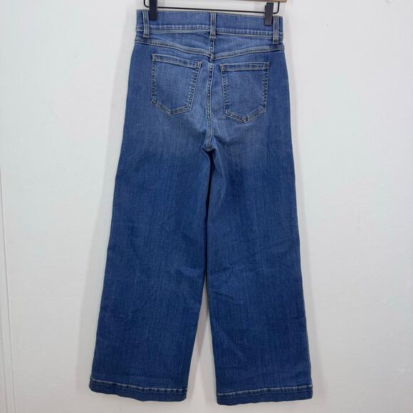 NWT Spanx Seamed Front Wide Leg Jeans Blue Vintage Indigo Small Petite - Picture 2 of 7